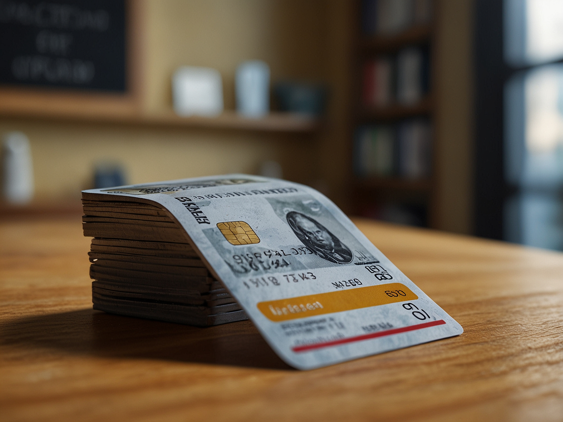 Tarjetas y teléfono mostrando pagos